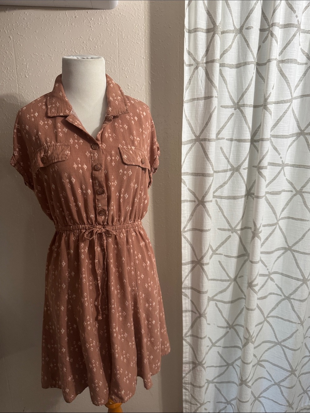 Lucky Brand Terra Cotta Short-Sleeve Button-Front Mini Dress - Picture 4 of 10